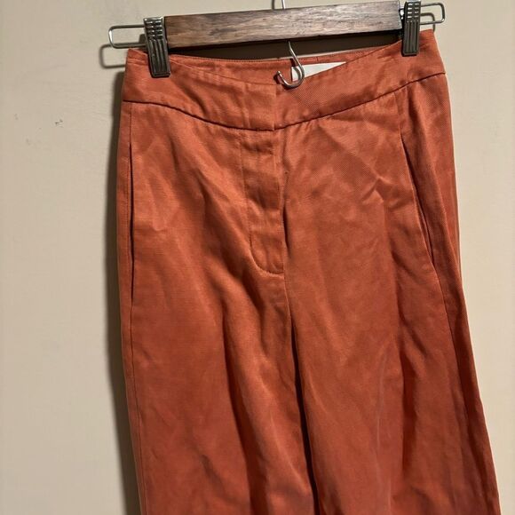 Aritzia Wilfred Effortless Linen Wide Leg Pant Warm Sienna Red- Size 0 - Picture 7 of 12